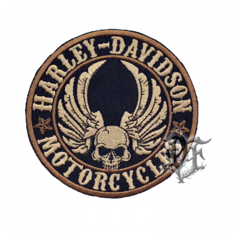 картинка Нашивка Harley Davidson череп с крыльями в круге от магазина Darkforest