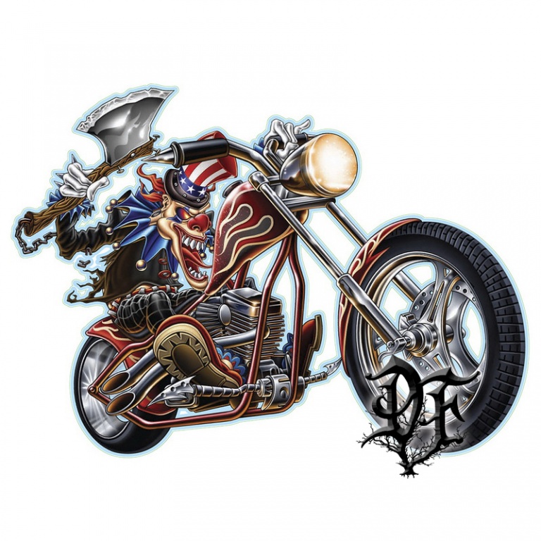 картинка Наклейка Злобный клоун на мотоцикле от магазина Darkforest