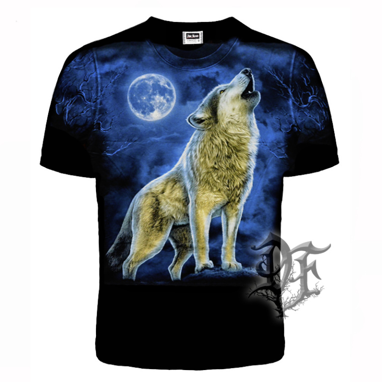 картинка Футболка Волк воет на луну  от магазина Darkforest