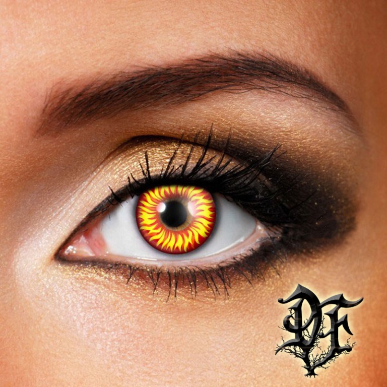 картинка Линзы Crazy желто красный глаз волка 2 шт от магазина Darkforest