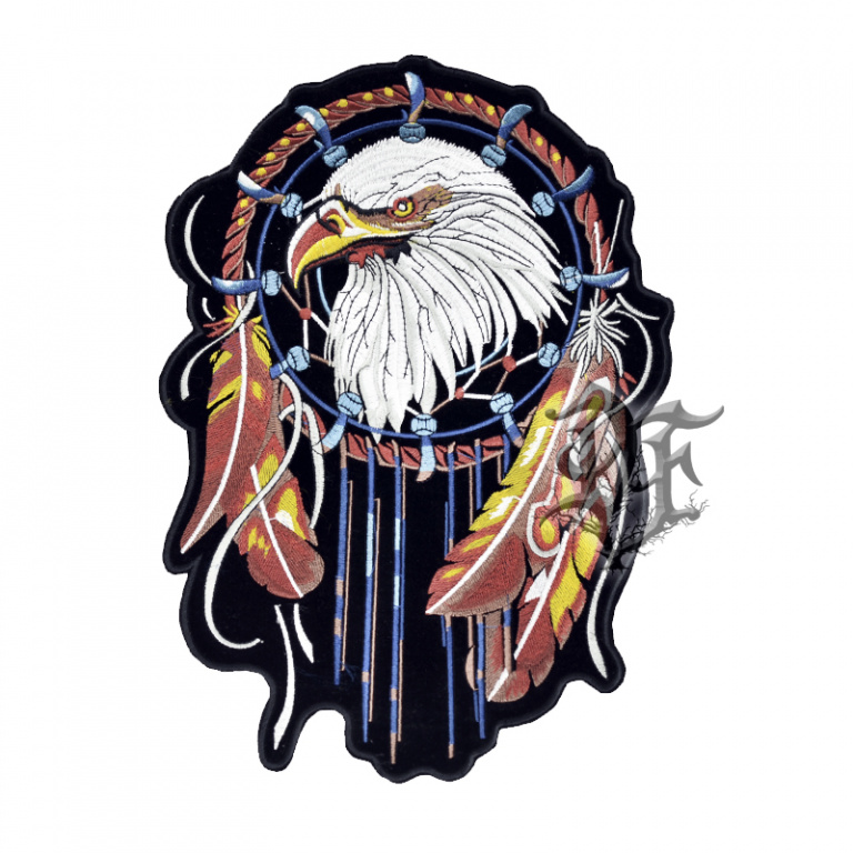 картинка Нашивка на спину Орел ловец снов с перьями малый от магазина Darkforest