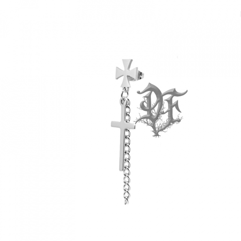 картинка Серьга крест с цепочкой и крестиком от магазина Darkforest