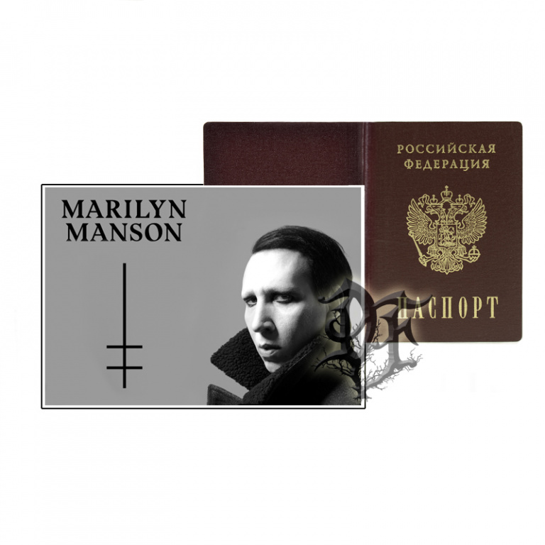 Обложка для паспорта Marilyn Manson серая