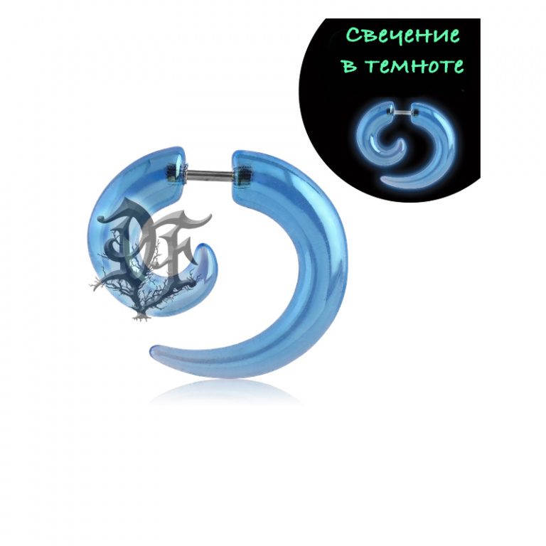 картинка Обманка спираль из акрила синяя штанга из хирургической стали 316L от магазина Darkforest