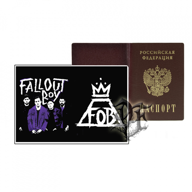 Обложка для паспорта Fall Out Boy надпись