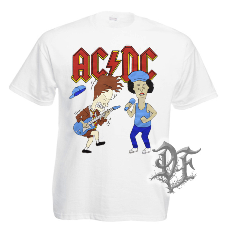 Футболка AC/DC белая Бивис и Баттхед