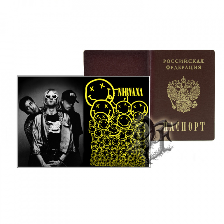 Обложка для паспорта Nirvana смайлы