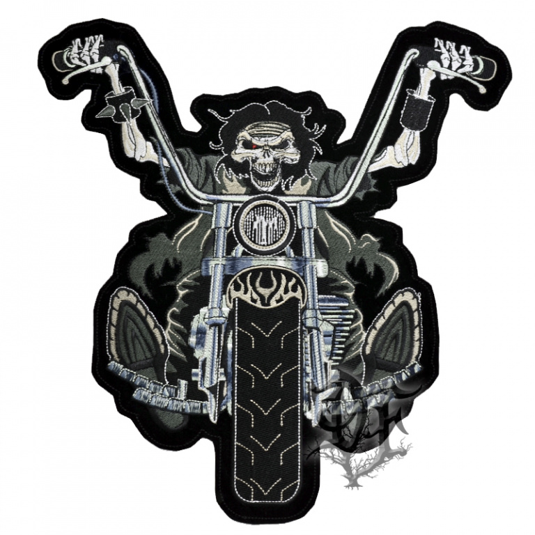 картинка Нашивка Скелет на мотоцикле от магазина Darkforest