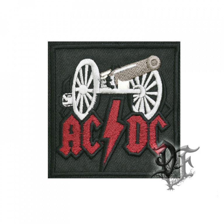 картинка Нашивка AC/DC пушка квадратная от магазина Darkforest