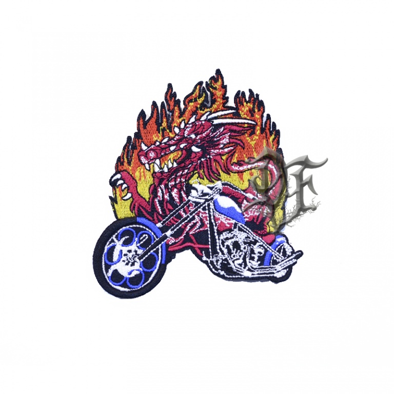 картинка Нашивка Дракон на мотоцикле от магазина Darkforest