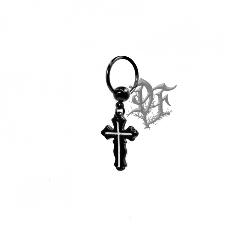 картинка Серьга крестик черно белый на кольца от магазина Darkforest