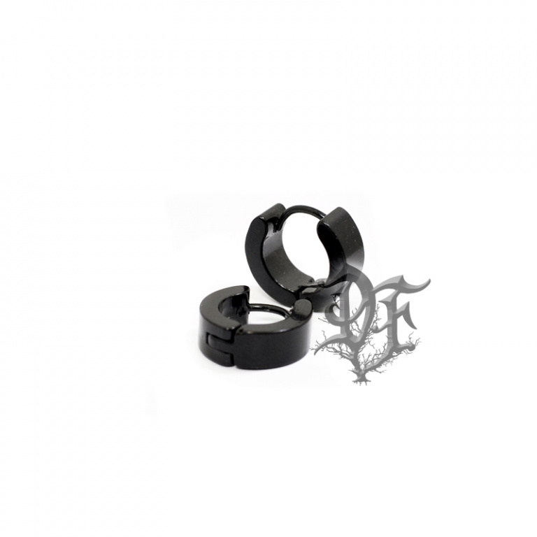 картинка Серьги кольца плоские черные на застёжке от магазина Darkforest