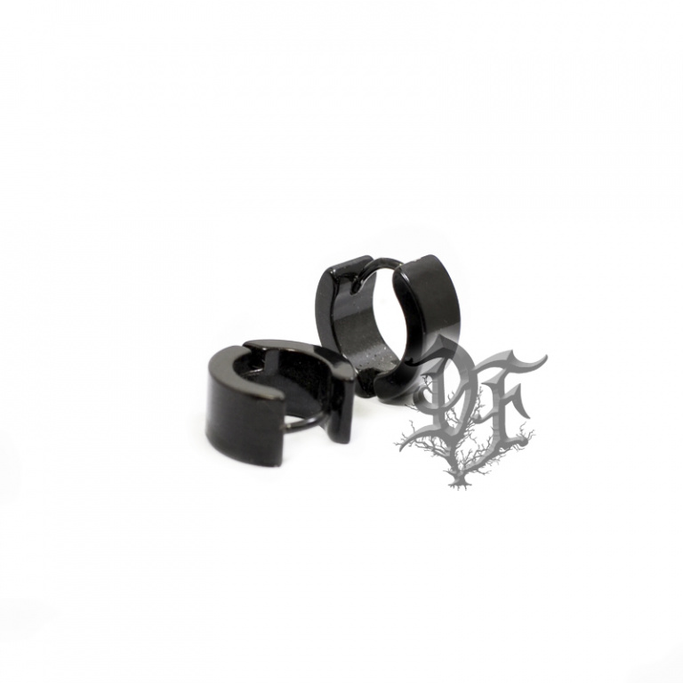 картинка Серьги кольца плоские черные широкие на застёжке от магазина Darkforest